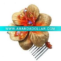 silk flower hair pin