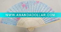 Wholesale Mix Flower printing Ladies bamboo silk hand fan