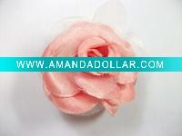 Wholesale red handmade artificial brooch silk flower