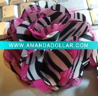 Wholesale 3'' Zebra Satin mesh silk flowers YL01675