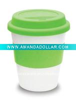 Wholesale 12OZ Plastic Coffee cup with silicon hand and lid