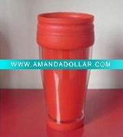 Wholesale plastic red color travel coffee mug