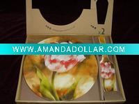 Wholesale dinner porcelain cake plates with scoop set