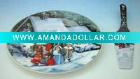 Wholesale dinner porcelain cake plates with scoop set