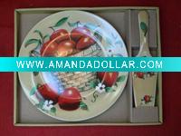 Wholesale dinner porcelain cake plates with scoop set
