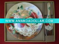 Wholesale dinner porcelain cake plate with scoop set