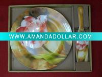 dinner ceramic cake plate with scoop set