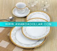 gold dinner set porcelain/ceramic