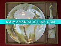 Wholesale dinner porcelain cake plate with scoop set
