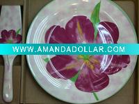 Wholesale dinner porcelain cake plates with scoop set