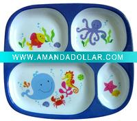 child's melamine divided dinner tray
