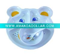 Wholesale Children Dinner Plate W/5 Compartment & Spoon - A01057