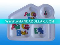 Wholesale melamine dinner plates for children,house shapped