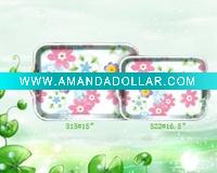 Wholesale White Lacquered Melamine Tray Set with Handle