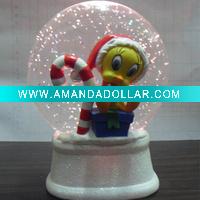 Full moon shaped Christmas snow globe