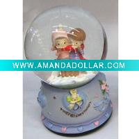 Wedding glass snow globe
