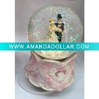 Wedding glass snow globe