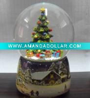 Pine tree and present christmas snow globe