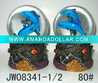 Wholesale resin snow water ball with dolphins