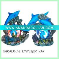 Wholesale Resin craft with glass ball and dolhpin