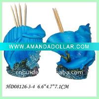 Wholesale Resin craft brush pot with dolhpin