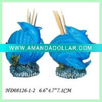 Wholesale Resin craft brush pot with dolhpin