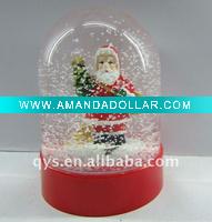 red santa snow globes