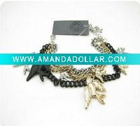 Wholesale Fashion costume jewelry multi-layer bird/swallow chains bracelet