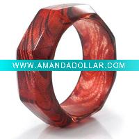 Resin Bangle ,Red Plastic Glittering Faceted Costume Bangle