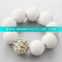 Wholesale fashion big crystal beads acrylic stretch bracelet costume jewelry