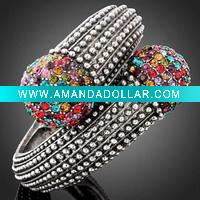 Wholesale Fashion stylish European enamel costume rhinestone cuff bangle