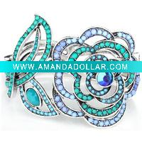 Wholesale Fashion jewelry zinc alloy rhinestone flower costume jewelry bangle