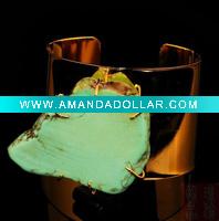 Wholesale unique stone metal cuff bracelet handmade costume stone bangles bracelets jewelry