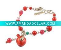 Wholesale fashion pearl bead bracelets with metal alloy charms,charm costume jewelry
