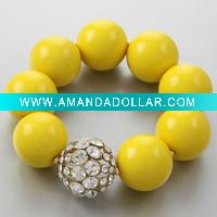 Wholesale fashion big crystal beads acrylic stretch bracelet costume jewelry