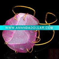 Wholesale unique real stone bracelet handmade costume stone bangles bracelets jewelry