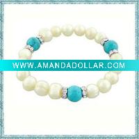 Wholesale fashion jewelry white freshwater nature chunky pearl costume bracelet