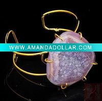 Wholesale unique stone cuff bracelet handmade costume stone bangles bracelets jewelry