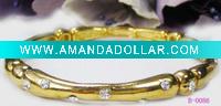 Wholesale 2011 most popular fashion costum jewelry clear crystal studded alloy gold plated bangle jewelry designs