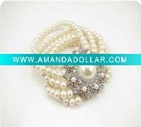 Fashion costume jewelry graceful sparkling flower pearl bracelet