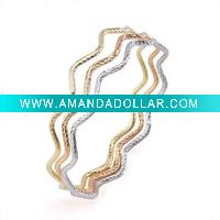 Fashion tri gold plate costume bangles jewelry 110716-02(52mm)