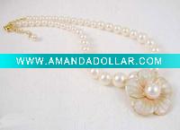 Wholesale fashion flower enamel pearls beaded handmade necklace costume jewelry