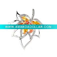 Wholesale 2011 Newest hot fashion leaf brooch,full crystal brooch,fashion costume jewelry