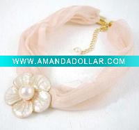 Wholesale fashion flower enamel fabric corded pendant necklace costume jewelry