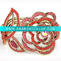 Wholesale Fashion jewelry zinc alloy rhinestone flower costume jewelry bangle