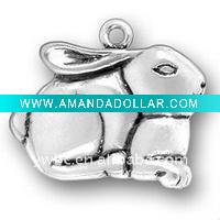 Wholesale alloy plating antique silver lovely large rabbit charms jewelry