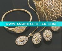Wholesale fashion zinc alloy necklace earring bracelet jewelry set with crystal,bridal jewelry sets,long chain jewelry set,costume jewelry
