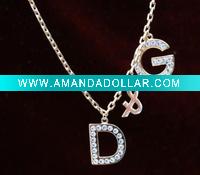 Wholesale costume jewelry fashion DG rhinestones necklace