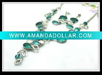 Wholesale costume jewelry set with hand painted alloy pendant