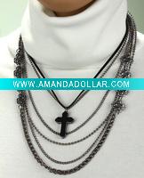 Wholesale Girl small fower cross pendant costume jewelry necklace